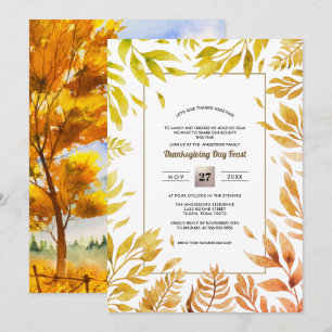 Fall Rustic Landscape   Fall Foliage Thanksgiving Invitation