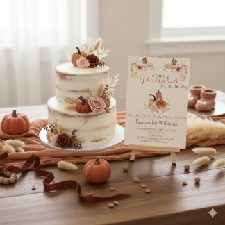  Fall Rustic Little Pumpkin Baby Shower Invitation