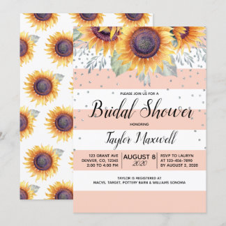Fall rustic peach orange sunflower bridal shower invitation