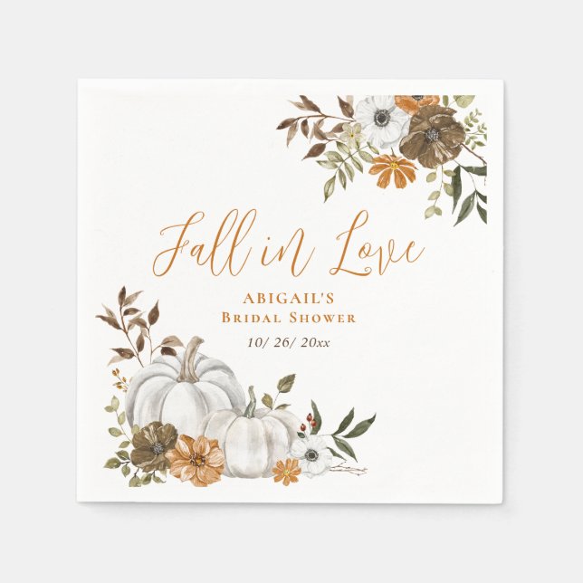 Fall Rustic Pumpkin Bridal Shower Napkin (Front)