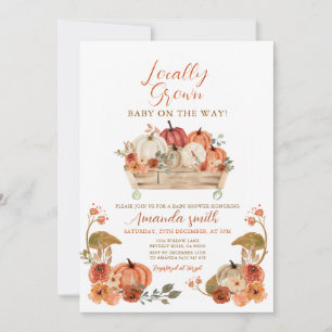 Fall Rustic Pumpkin Locally Grown Baby Shower Invitation