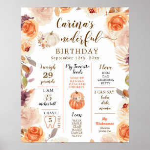 Fall Rustic Pumpkin Onederful First Birthday Sign