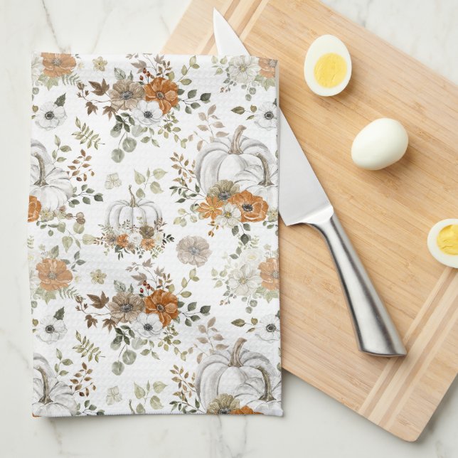 Fall rustic pumpkins kitchen towel (Quarter Fold)