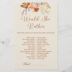 Fall Rustic Terracota Would She Rather Bridal Game
