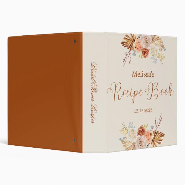 Fall Rustic Terracotta Bridal Shower Recipe Book Binder (Background)