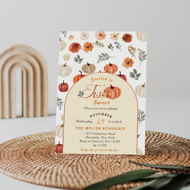 Fall Rustic Two Sweet BIrthay Party Invitation (Creator Uploaded)