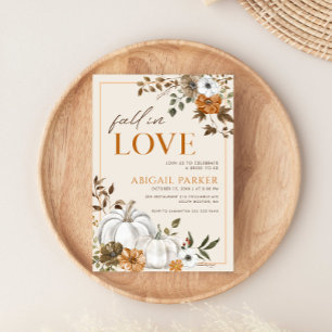 Fall Rustic White Pumpkin Bridal Shower Invitation
