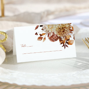 Fall Sage Terracotta Watercolor Floral Wedding Place Card