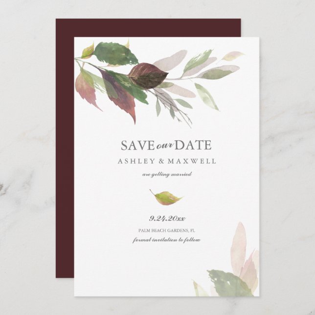 Fall Save the Date Design Wedding Announcement (Front/Back)