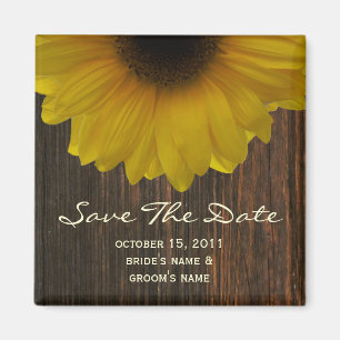 Fall Save The Date Magnet - Sunflower & Barnwood