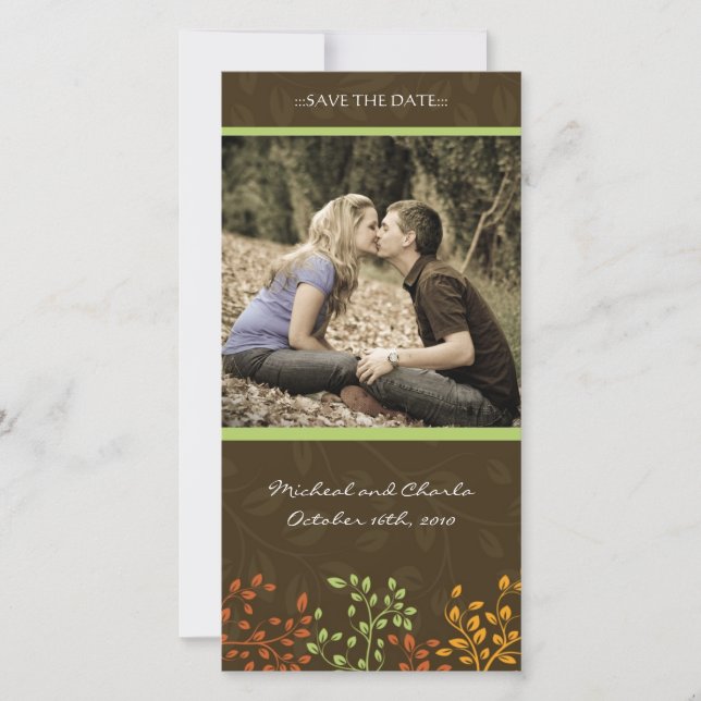 Fall Save the Date Wedding Photocard (4x8) (Front)