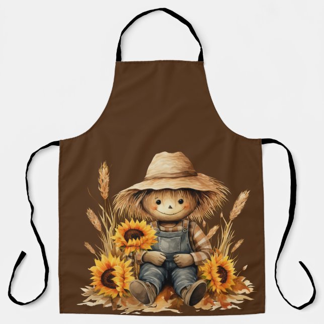 Fall Scarecrow and Sunflowers  Apron (Front)