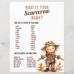 Fall Scarecrow Name Birthday Activity