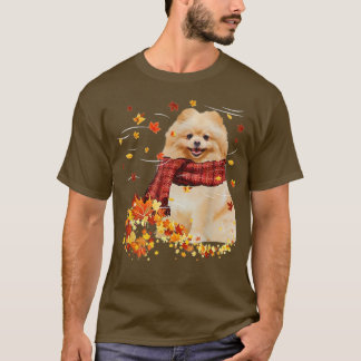 Fall ScarfPomeranian Dog Autumn Falling Leaves T-Shirt