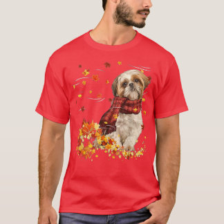 Fall ScarfShih Tzu Dog Autumn Falling Leaves T-Shirt