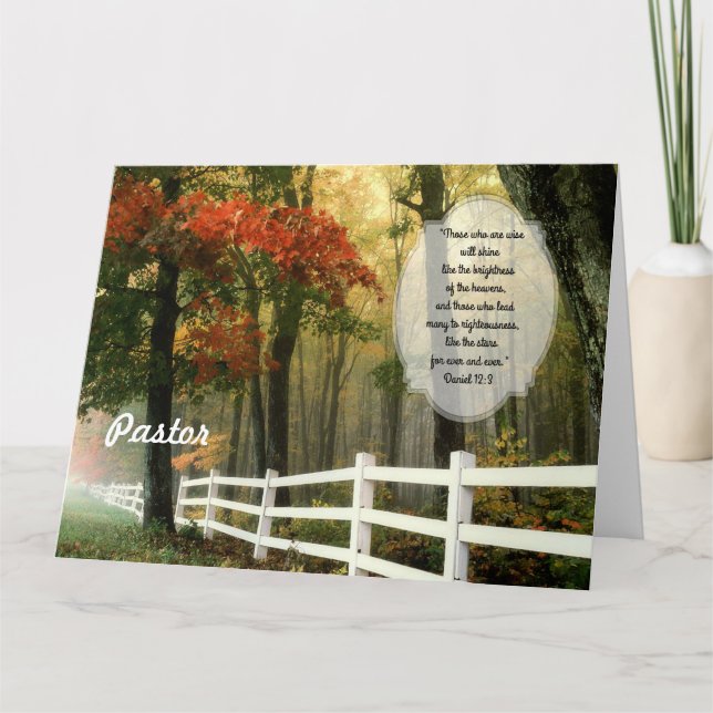 Fall Scene Custom Pastor Appreciation From All Thank You Card (Front)