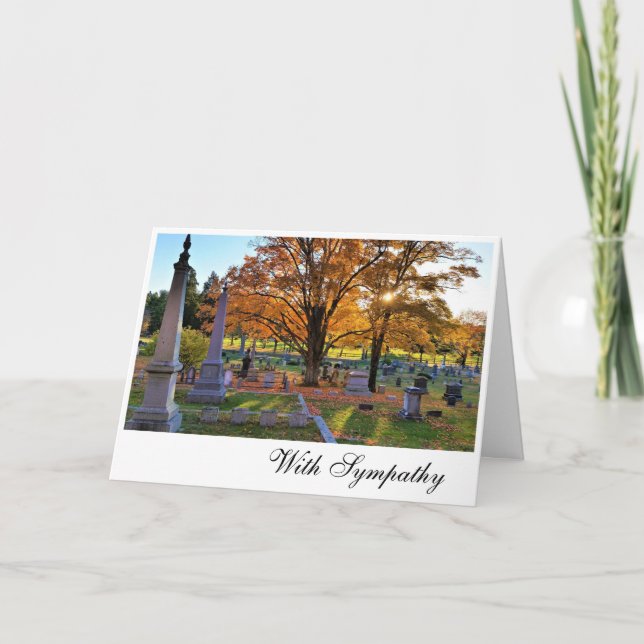 Fall Scene in Cemetery / Sugar Maple / Sympathy Card (Front)
