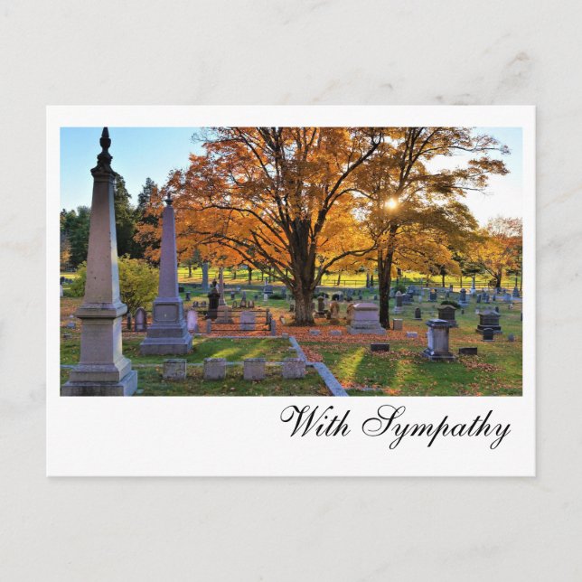 Fall Scene in Cemetery / Sugar Maple / Sympathy Postcard (Front)