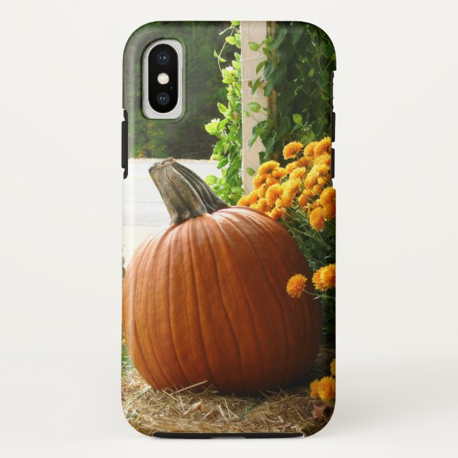 Fall Scene - Pumpkin With Yellow Orange Mums Case-Mate iPhone Case (Back)