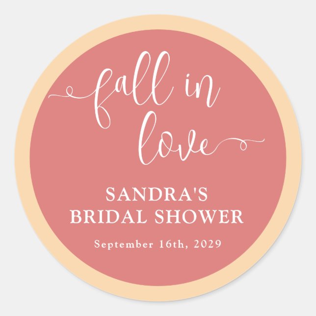  Fall Scripture Bridal Shower  Classic Round Sticker (Front)