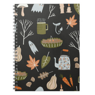 Fall seamless pattern with cozy nature elements. C Notebook