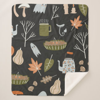 Fall seamless pattern with cozy nature elements. C Sherpa Blanket