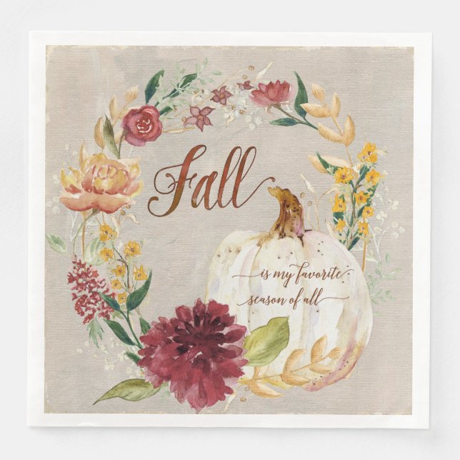 Fall Season Autumn Harvest Thanksgiving Pumpkin Napkin (Front)