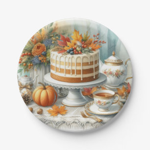 Fall Season Birthday Tea Party  Paper Plate
