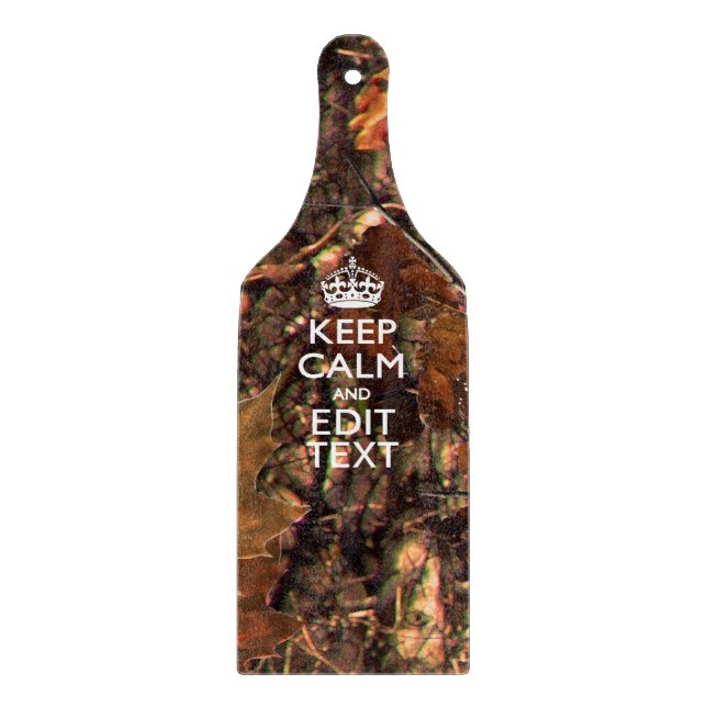 Fall Season Camouflage Keep Calm Your Text Cutting Board (Front)
