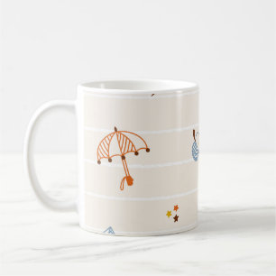Fall season: colourful striped doodles. coffee mug