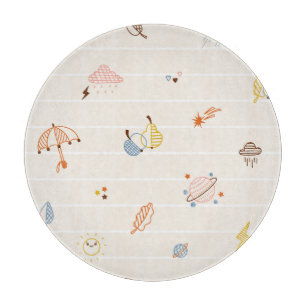Fall season: colourful striped doodles. cutting board