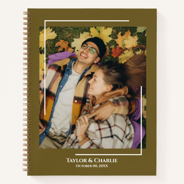 Fall Season Couple Photo Spiral Notebook (Front)