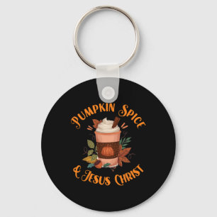 Fall Season Cute Pumpkin Spice And Jesus Christ th Keychain