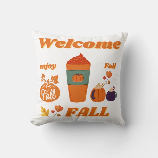 Fall season design throw pillow (Front)