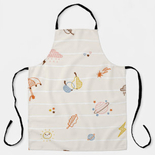 Fall Season Elements Seamless Pattern. Colourful R Apron