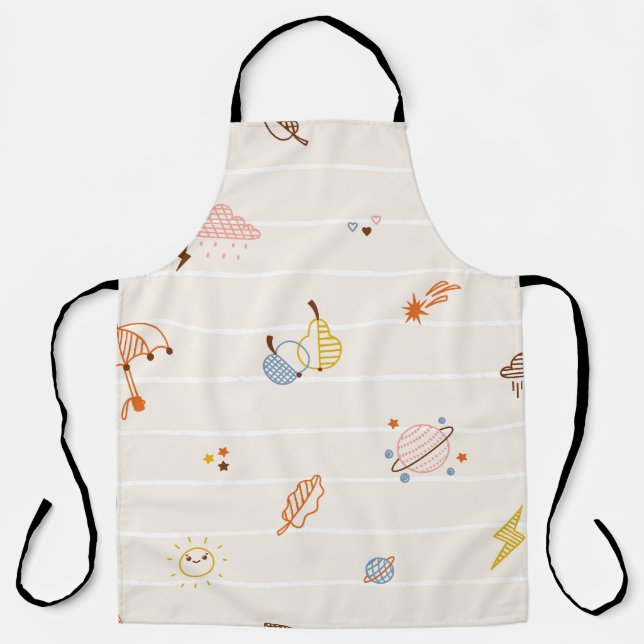 Fall Season Elements Seamless Pattern. Colourful R Apron (Front)
