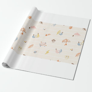 Fall Season Elements Seamless Pattern. Colourful R Wrapping Paper
