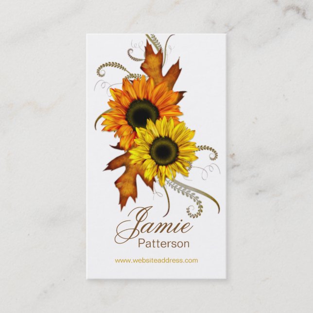 Fall Season Flower Vertical Business Cards 2 (Front)