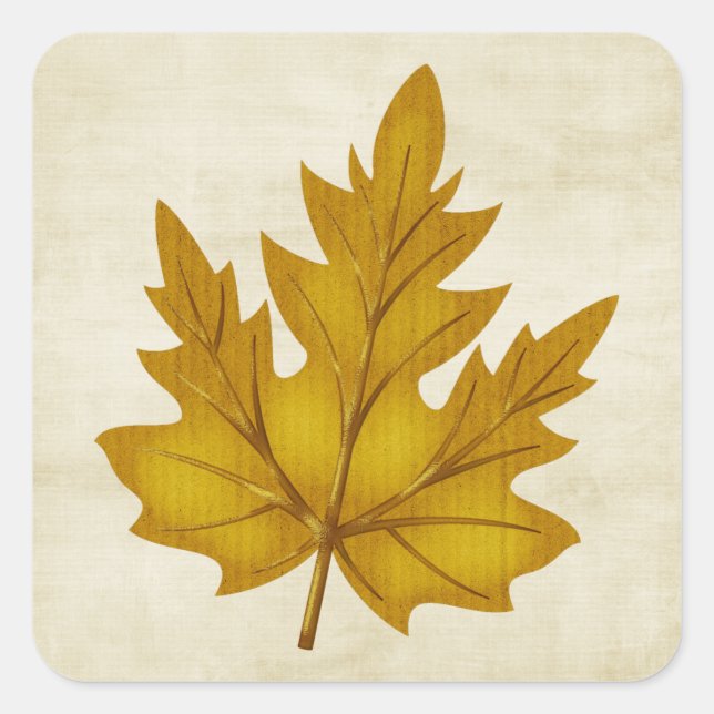 Fall Season Golden Leaf Customizable Sticker (Front)