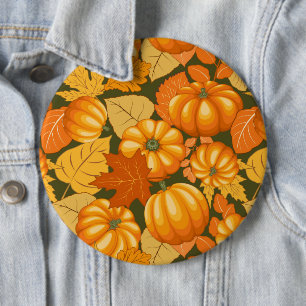 Fall Season Halloween Pumpkins Pattern 6 Inch Round Button