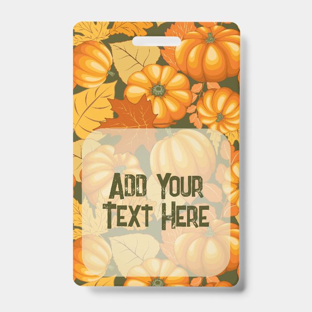 Fall Season Halloween Pumpkins Pattern Badge (Front)
