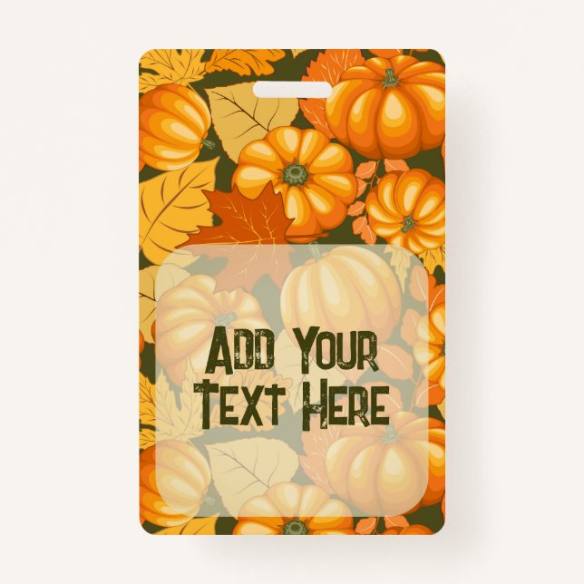 Fall Season Halloween Pumpkins Pattern Badge (Front)