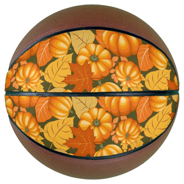 Fall Season Halloween Pumpkins Pattern Basketball (Front)