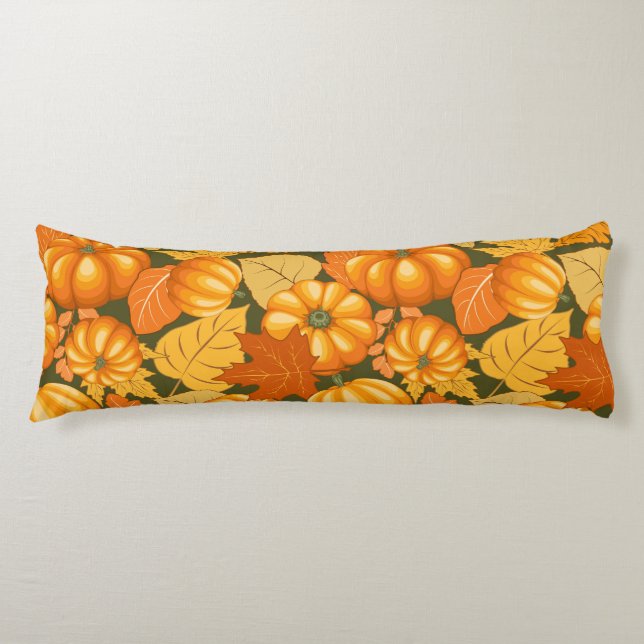 Fall Season Halloween Pumpkins Pattern Body Pillow (Front)