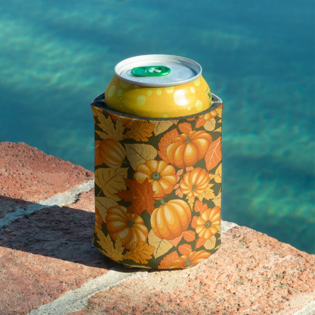 Fall Season Halloween Pumpkins Pattern Can Cooler (In Situ Pool)