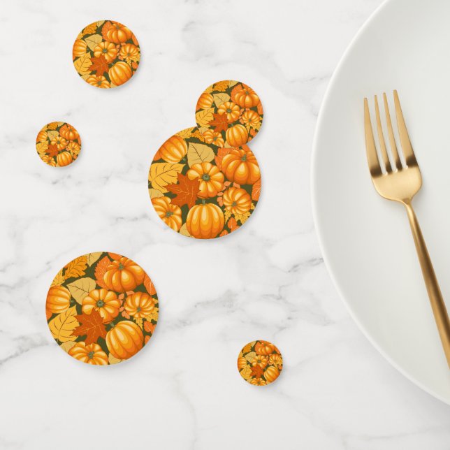 Fall Season Halloween Pumpkins Pattern Confetti (Group)