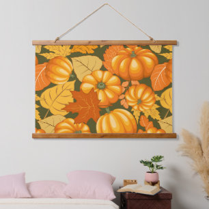 Fall Season Halloween Pumpkins Pattern Hanging Tapestry
