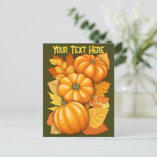 Fall Season Halloween Pumpkins Pattern Holiday Postcard