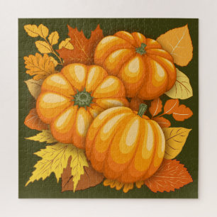 Fall Season Halloween Pumpkins Pattern Jigsaw Puzzle