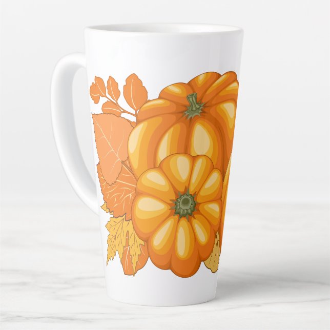 Fall Season Halloween Pumpkins Pattern Latte Mug (Left Angle)